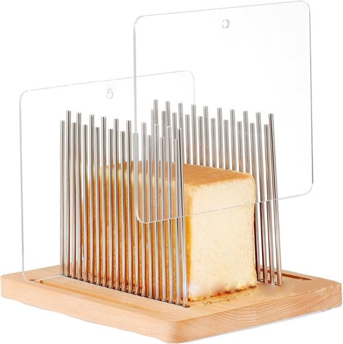 Broodsnijmachine - Broodsnijder - Gelijkmatig Snijden - Verstelbare Geleider - 25x17 cm - Houtkleurig