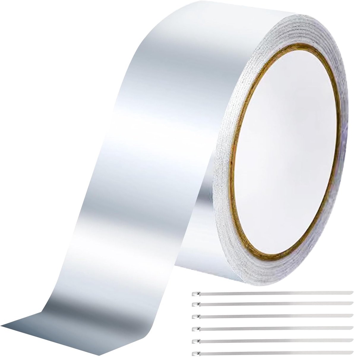 Hittebeschermingsband, uitlaatband van aluminium, 10 meter uitlaatband met 6 x 30 cm roestvrijstalen kabelbinders, zelfklevende reparatie, afdichtingstape voor