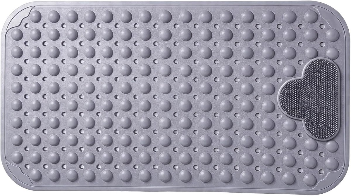 40 x 70 cm, grijze douchemat, antislip, pvc, massage, antislipmat, douche met zuignappen, badmat met afvoergaten, rechthoekige badmat, voor bad en douche