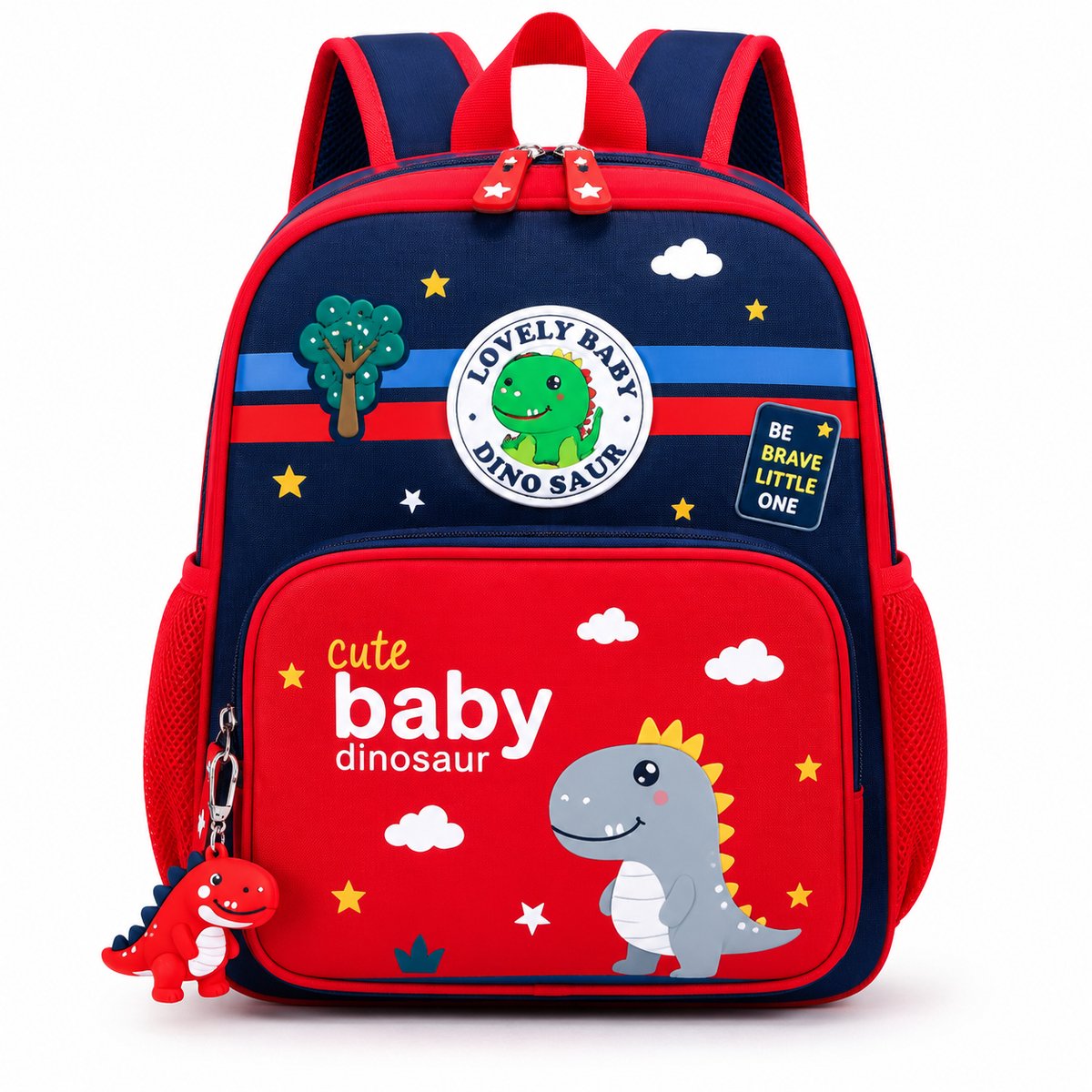 HEMO Kinderrugzak Dinosaurus – Rugzak voor Jongens – Schooltas Peuter & Kleuter – Rood/Blauw