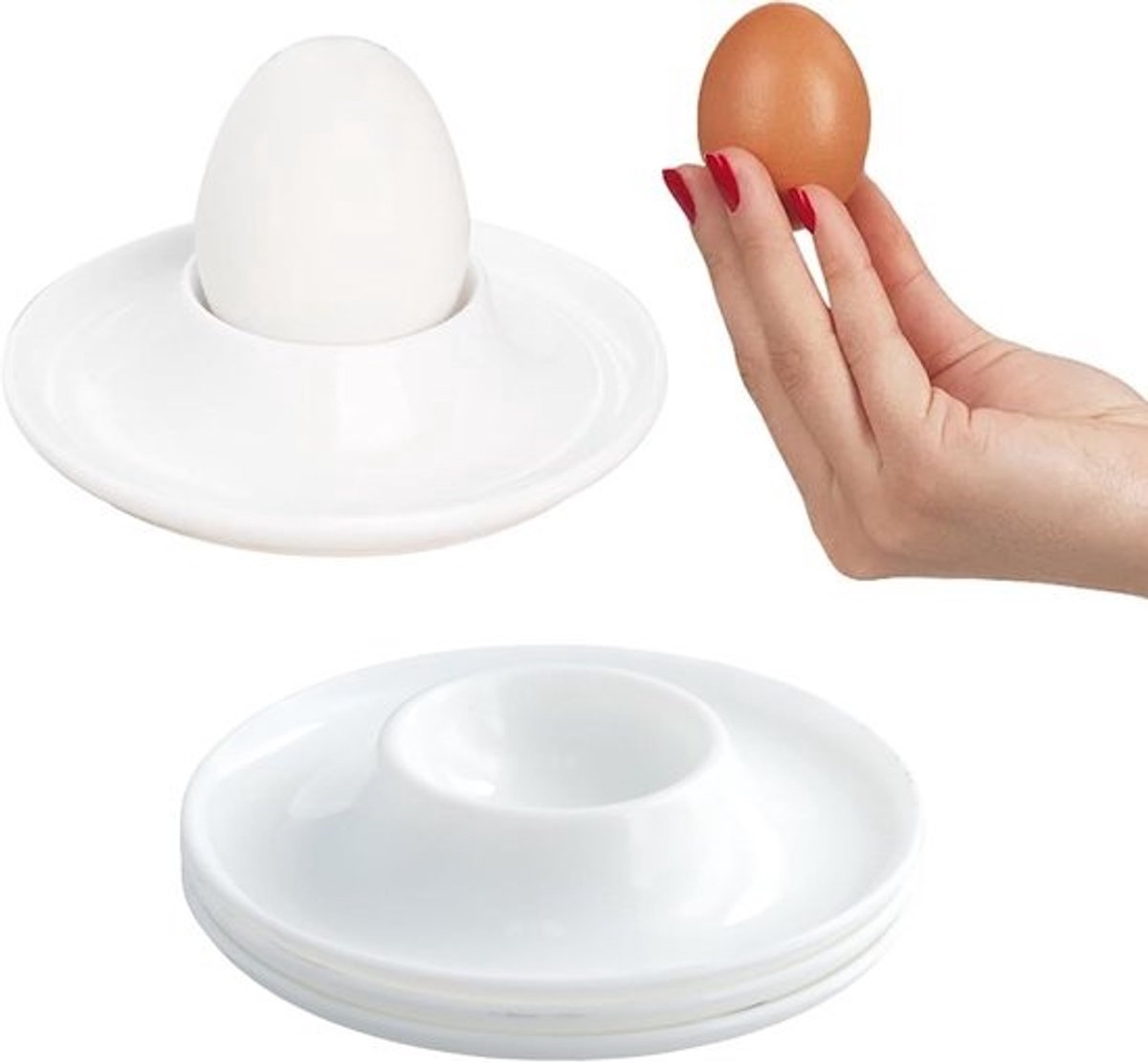 Eierdopjes Set - Houders voor Eieren - Ontbijt Tafel Decoratie - Makkelijk Schoon te Maken - 4 Stuks - Wit