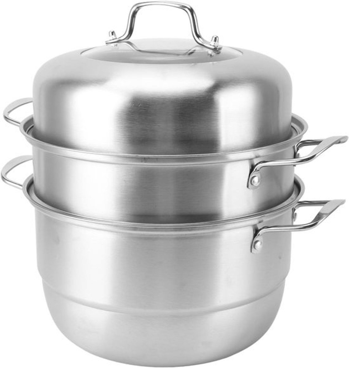 Stoompot Roestvrijstaal - Grote Stoompan - Gezond Koken - Dubbellaags Ontwerp - 33 x 30 x 18 cm - Zilver