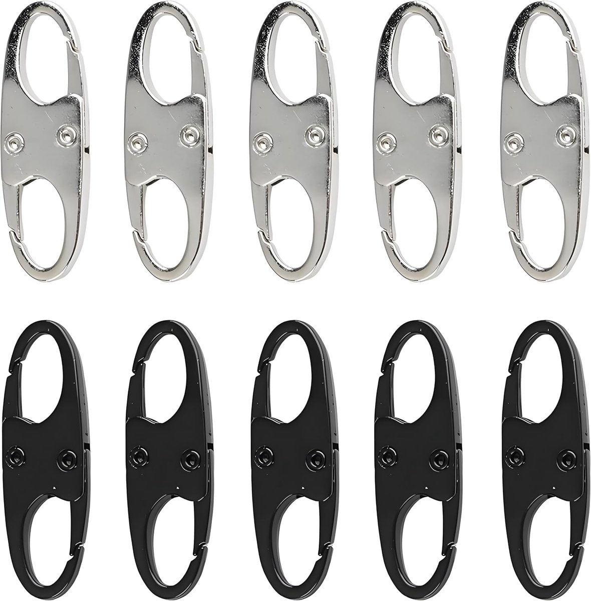 10 stuks veilige ritssluitingclips, veiligheidsclips van zinklegering, hangslot voor rugzak, diefstalbeveiliging, compatibel met tassen, koffers, rugzakken, zwart en zilver