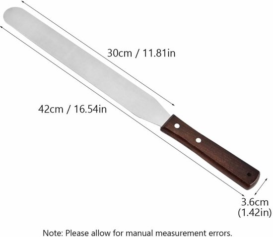 2 stuks rechte ijsspatel, 30 cm rechte spatel, roestvrij staal met houten handvat, taartdecoratiegereedschap voor beglazing en gladmaken, essentieel bakken — afbeelding 2