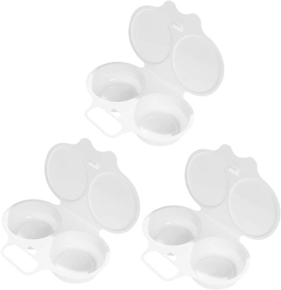 Magnetron Eierkoker - Gepocheerde Eieren Maker - Snel Ontbijt - Set van 3 - 16.5 x 11.5 cm - Wit