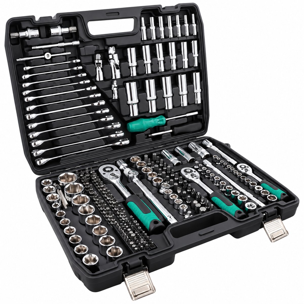 Nyoz 216-delige gereedschapset - Gereedschapskoffer - Gereedschapskist - CR-V staal - 1/4, 3/8 en 1/2 ratels - 24-tands ratels