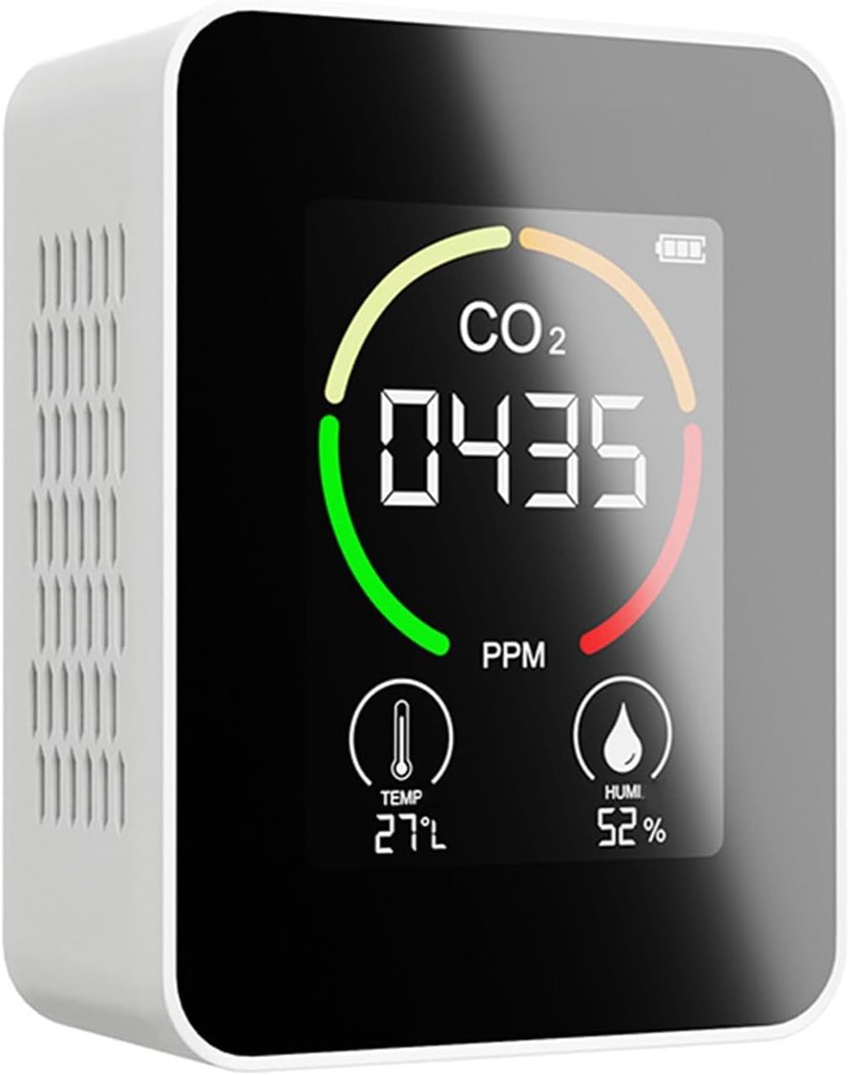 Groot Scherm Radondetector Luchtkwaliteitsmonitor Binnen met Intuïtief Kleurgecodeerd Systeem voor Kassen, Landbouwproductie, Magazijnen (WHITE)