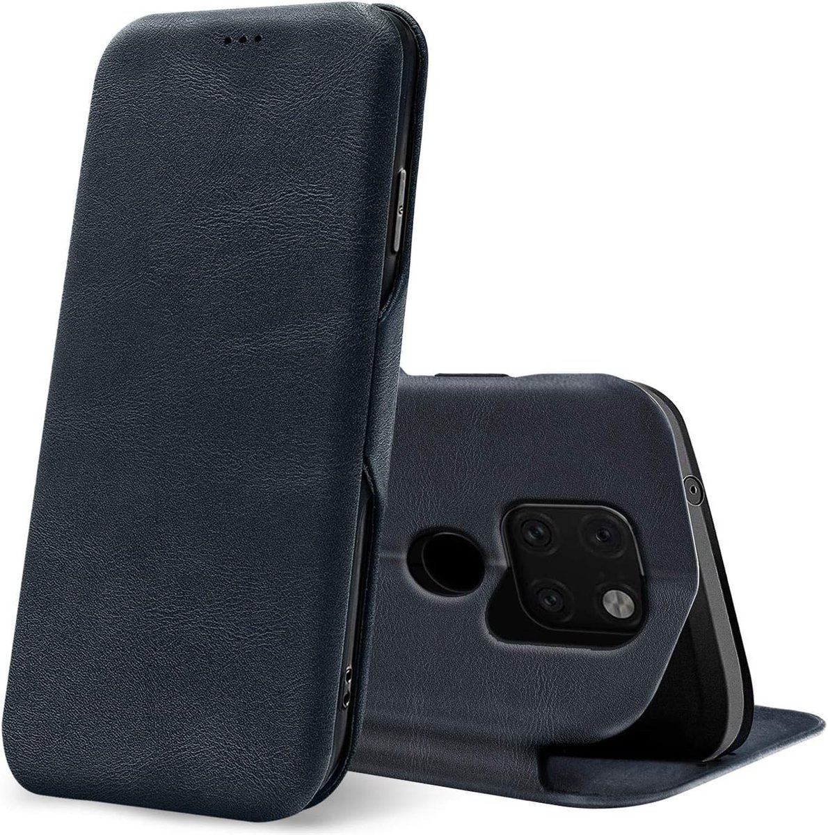 Bookcase voor Huawei Mate 20 Hoesje, Premium Flip Cover Magneetsluiting Telefoonhoesje voor Huawei Mate 20 Case met Kaarthouders slots, Blauw