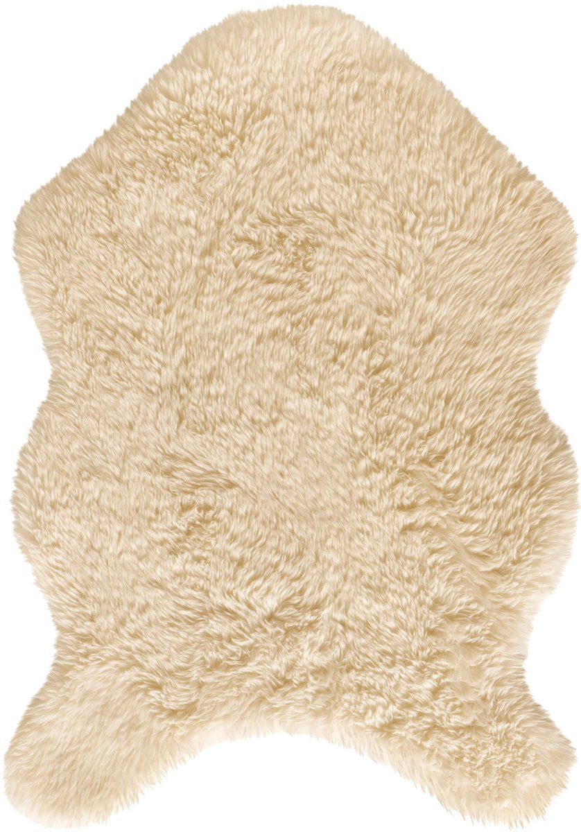 Textino - NIEK - vloerkleed 60x90 cm - imitatiebont - schapenvachtvorm - Bleached Sand - beige