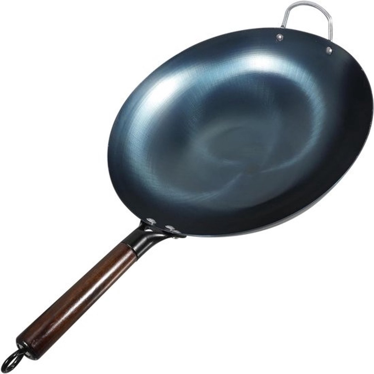 Koekenpan - Wok pan - Thuis koken - Houten handvat - 55 cm - Zwart