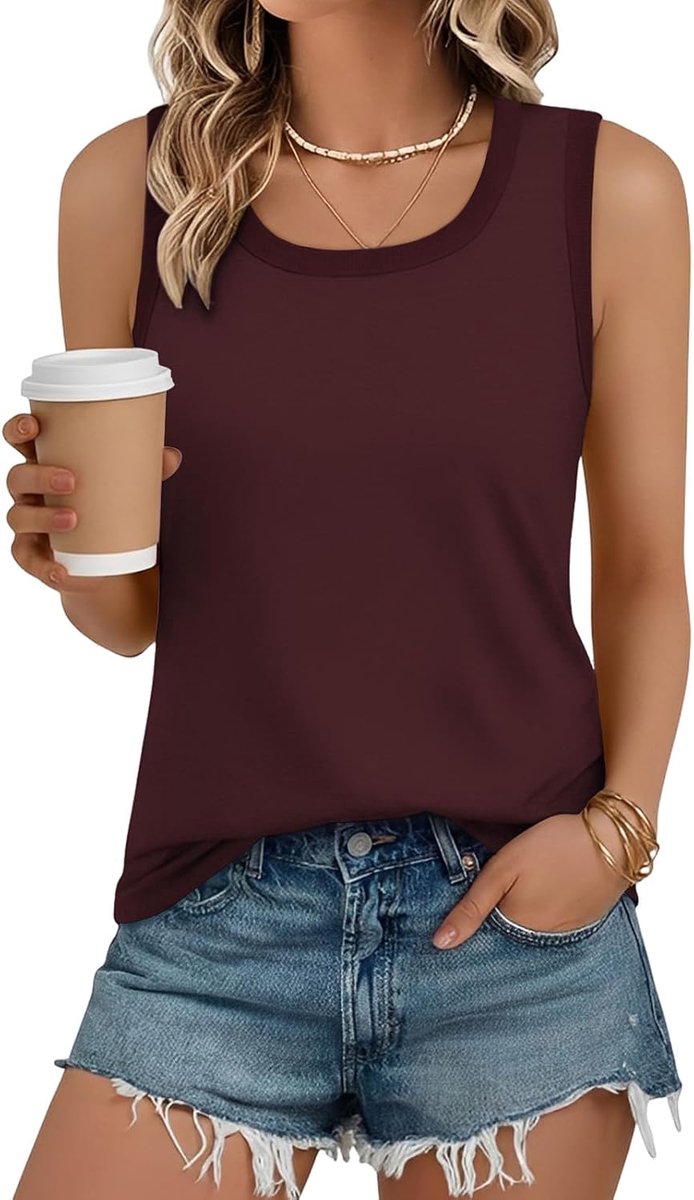 Dames Tanktops Zomer Basic Ronde Hals Mouwloos T-shirt Losse Pasvorm Lang Vest Casual Mouwloze Top Bovenstuk