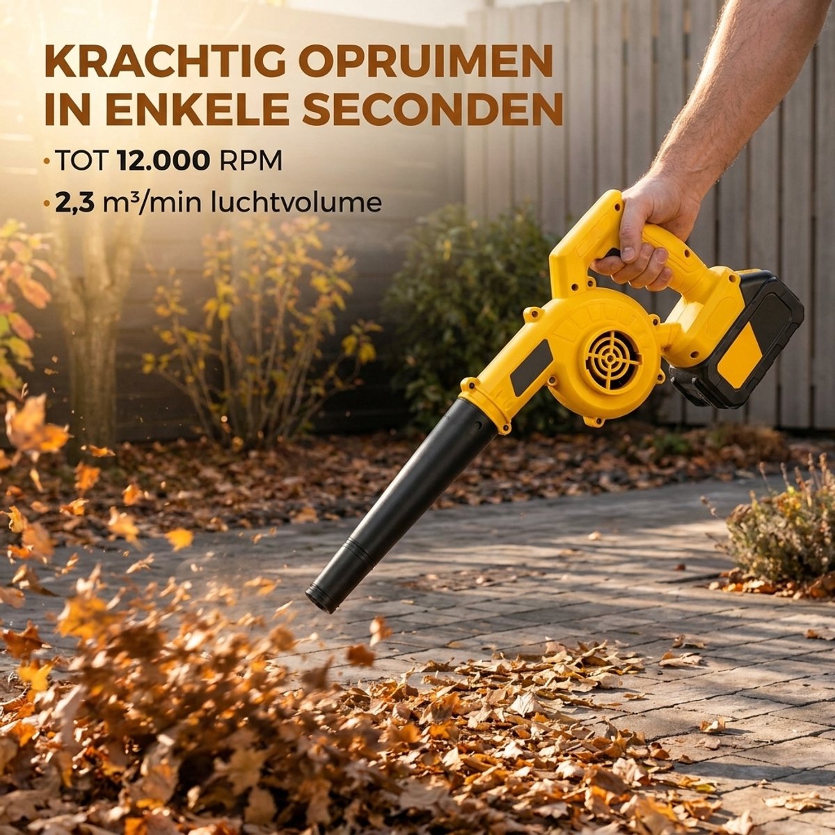 Bladblazer - Draadloze Accu Bladblazer 21V - Koperen Motor - 12.000 rpm - met Kinderslot en Oververhittingsbeveiliging – foto 2