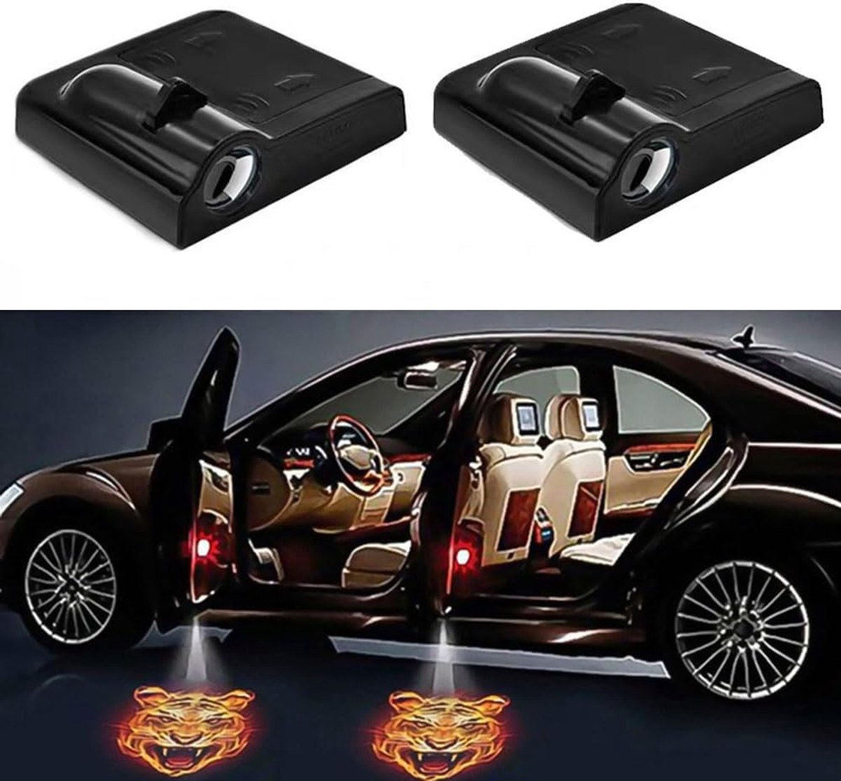 Logoprojector - 2 Stuks LED Welkomstlampje Voor Auto - Projector Lichten Met Tijger Logo