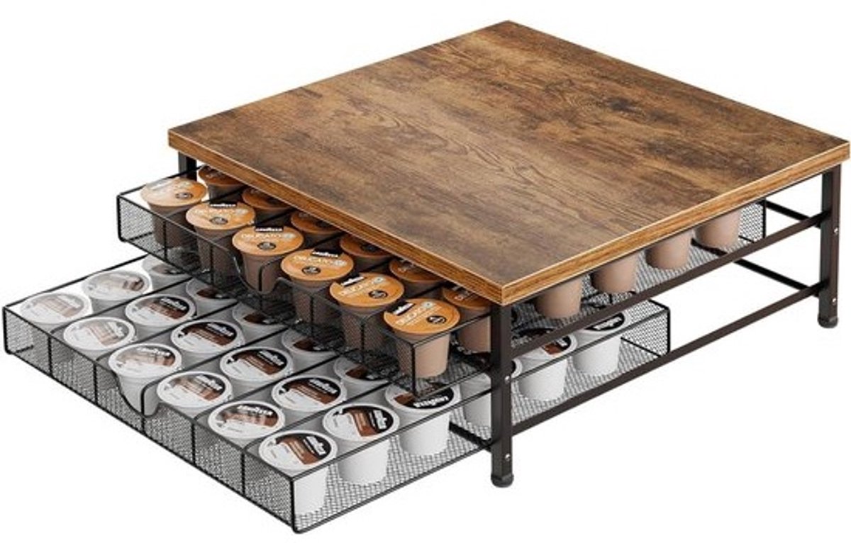 Koffiepadhouder - Opbergrek - Koffie organiseren - Stapelbaar ontwerp - 72 pads capaciteit - Zwart