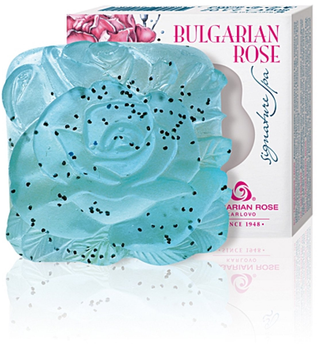 Glycerinezeep Signature Spa | blauw | 75 g | Verfijnde glycerinezeep met kaviaar complex en 100% natuurlijke Bulgaarse rozenwater