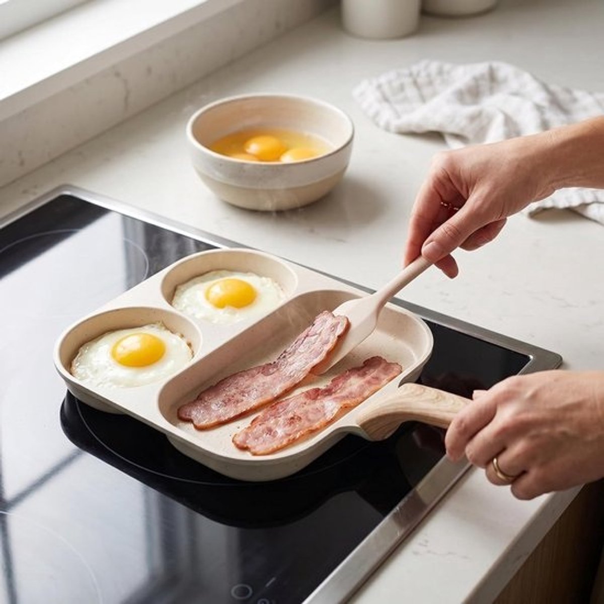 Eierkoekenpan - Pannenkoekenpan Omeletpan - Ontbijt Maken - Anti-aanbak Laag - 38x19cm - Zwart