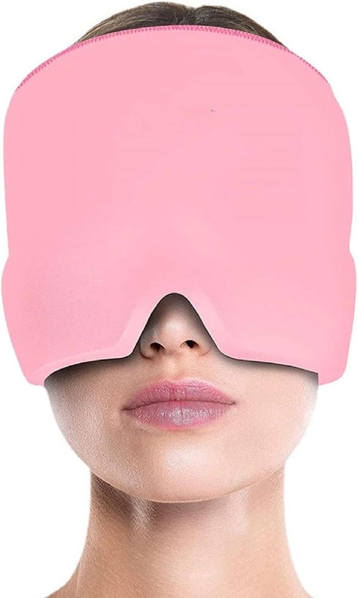 Migraine-masker, ijsmasker van gel voor migraine, ijspak van gel, anti-migrainemuts, koude en warme migraine muts, muts, migraine-masker, reliëf, hoofdpijnmasker (roze)