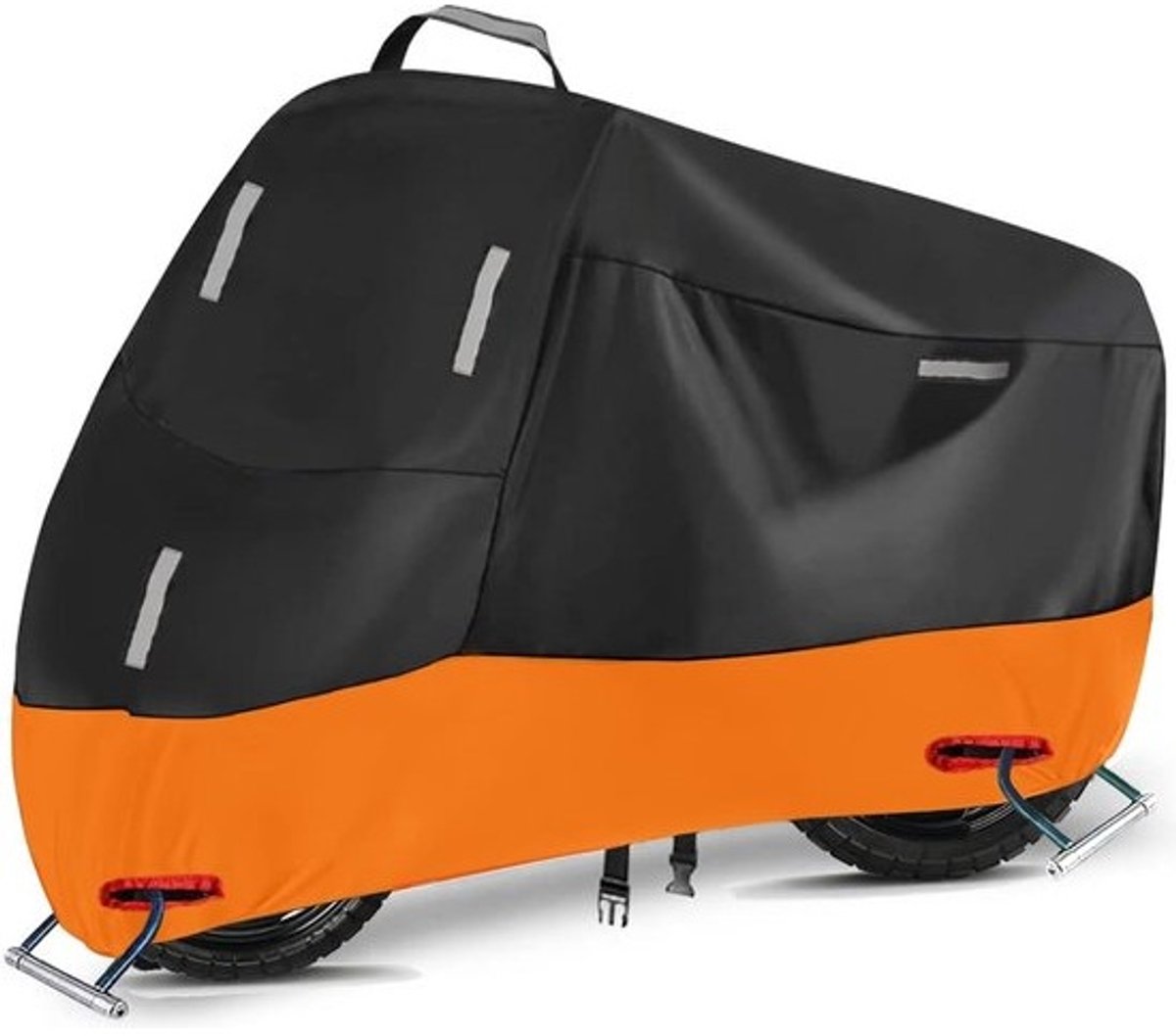 Waterdichte Motorhoes Buiten Oxford Heavy Duty Motorfiets-Bromfiets-Scooter-Opslag Waterdicht met 5 Reflecterende Strips 2 Slotgaten en 2 Windproof Gespen - 1XL: 230 x 105 x 125 cm Motorhoes