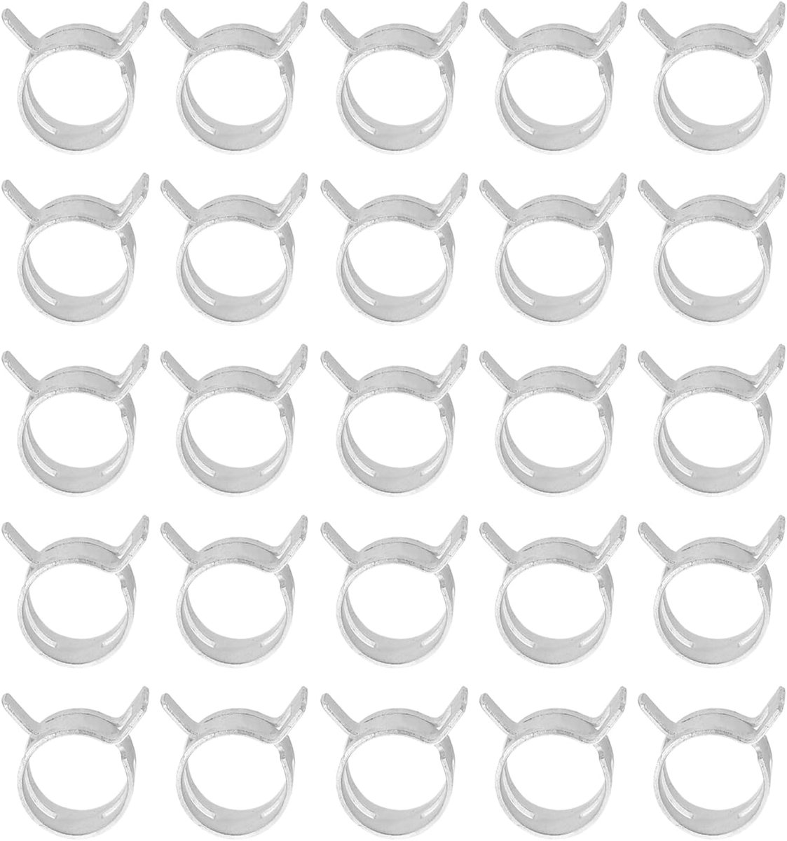 Veerband slangklemmen voor 17-19 mm OD-slang, 25 stuks siliconen vacuüm constante spanning bandclips voor brandstofleiding, siliconen luchtslang, waterpijp, zilver
