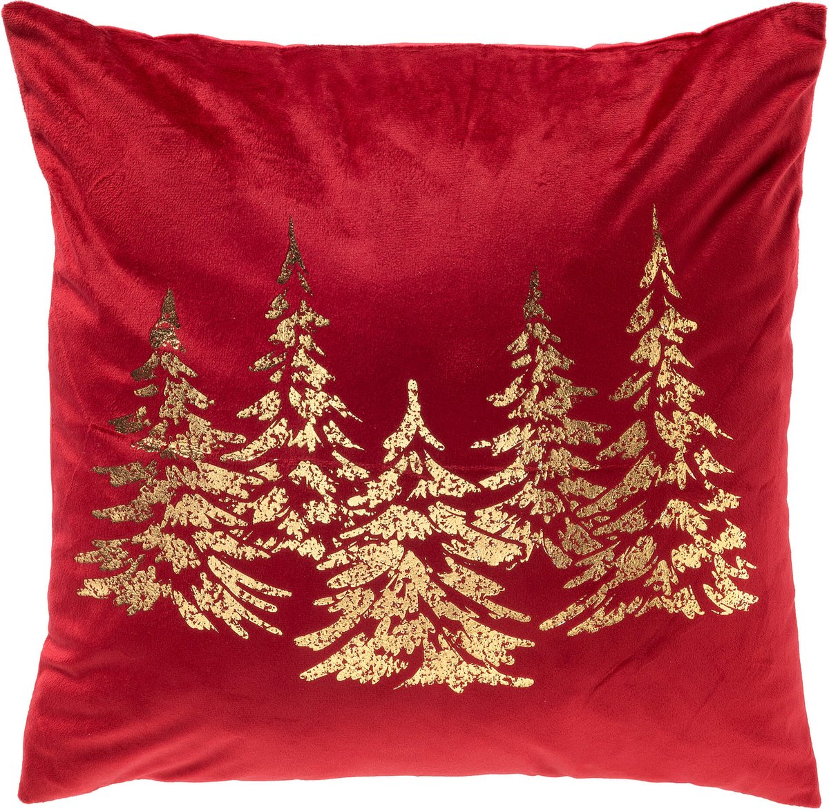 PINEGROVE - kussenhoes 45x45 cm - fluweel - dennenbomen - Scooter - rood, goud
