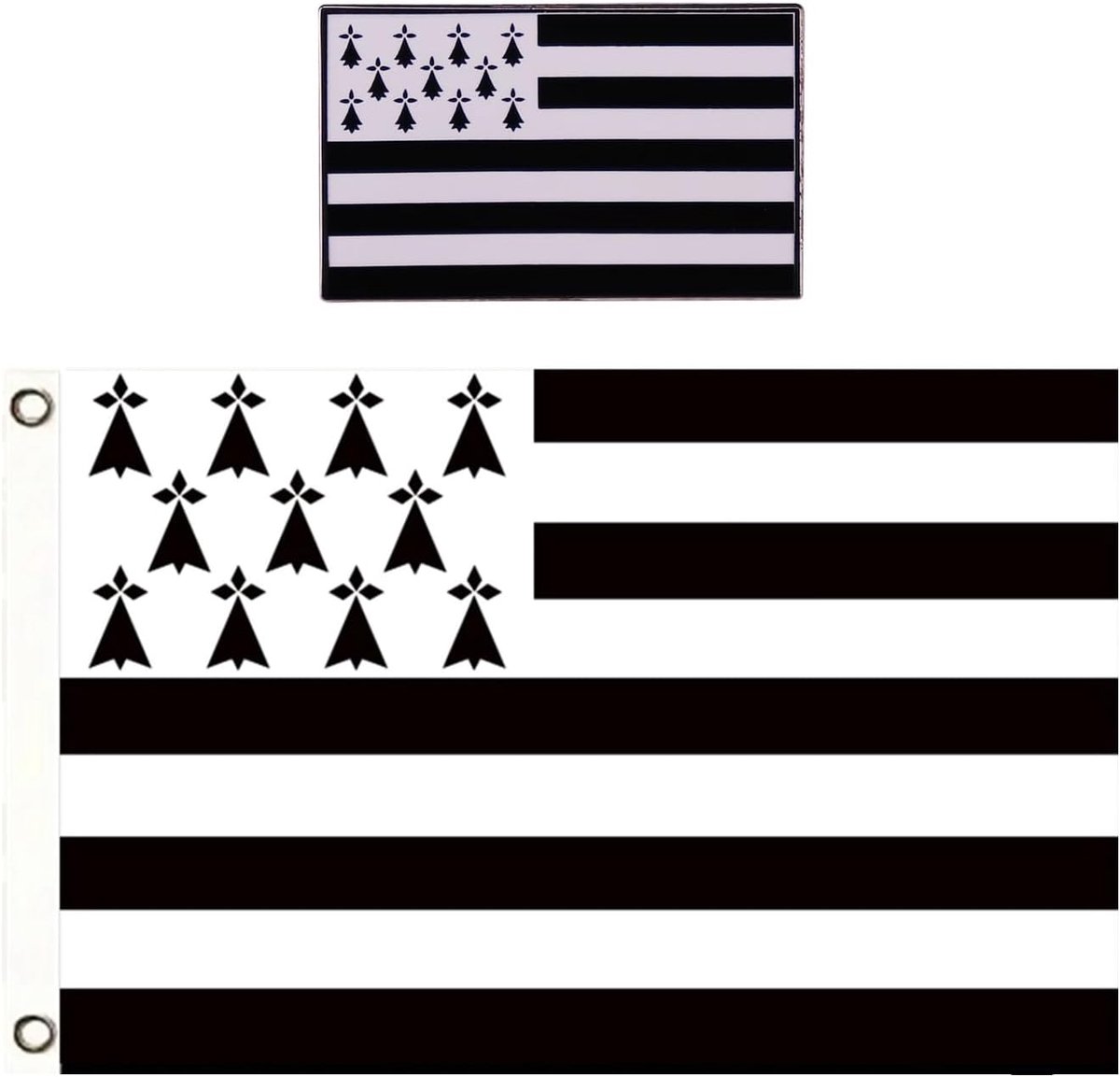 1 Stuk Bretonse Vlag, 1 Stuk Bretonse Broche, Hand-Cranked Vlag Met Metalen Oogjes, Jurk Decoratie Broche, Reizen Souvenir.