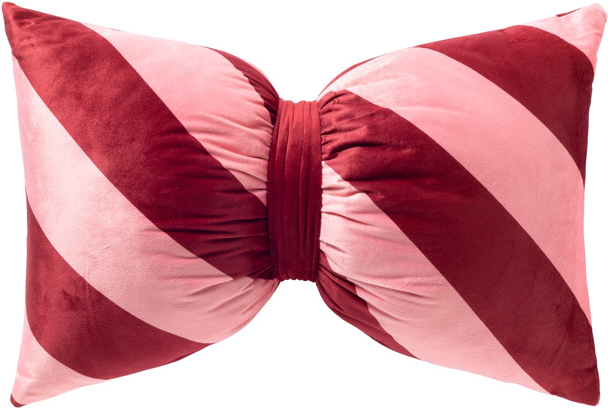 JINGLE-PILLOW - sierkussen 30x50 cm - strikvorm - gestreept - Peony - roze, rood