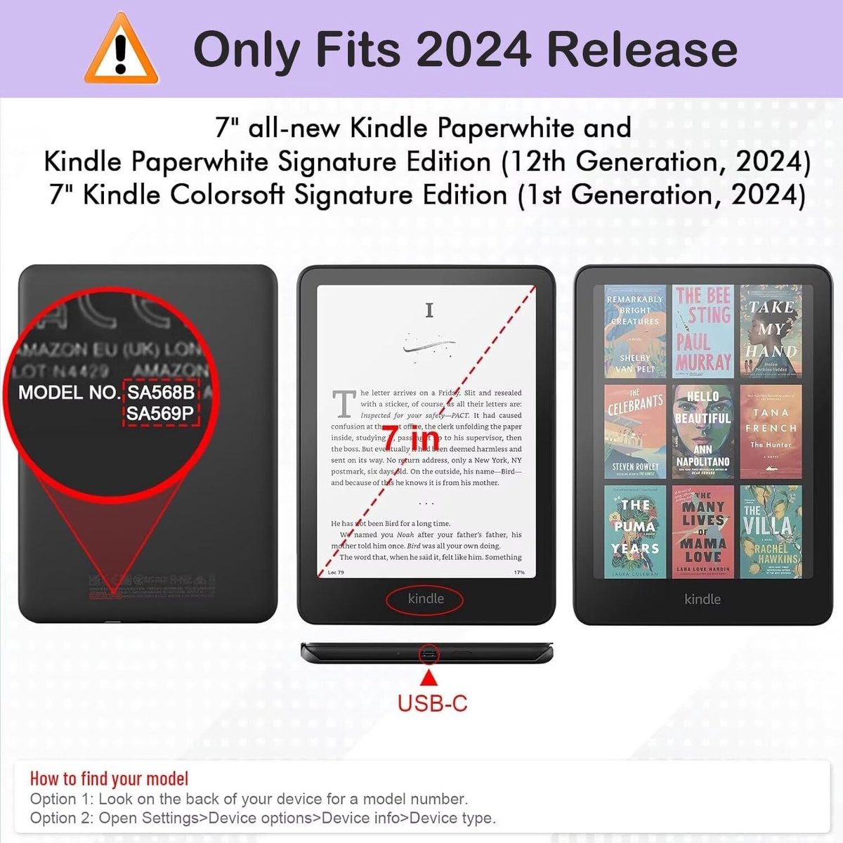 Hoesje Compatibel met 7" Kindle Paperwhite 12e Generatie 2024 & Kindle Colorsoft Signature Edition, Zachte Slanke Transparante TPU Bumper + PU Leren Cover met Auto Wake/Sleep, Beach
