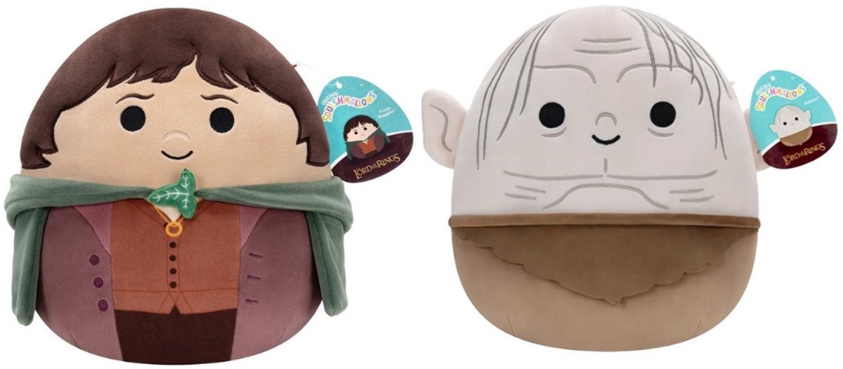 Squishmallows Lord of the rings Frodo + Gollum 25cm knuffels - Set van 2 - Lord of the rings knuffels
