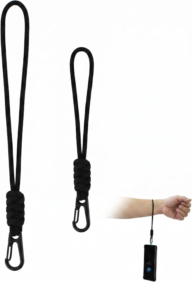 2 stuks telefoonketting, kort, universeel, telefoonketting, polsband, mobiele telefoon, verstelbaar, 3-in-1 telefoonketting, universele telefoonband om om te hangen, verstelbaar voor mobiele
