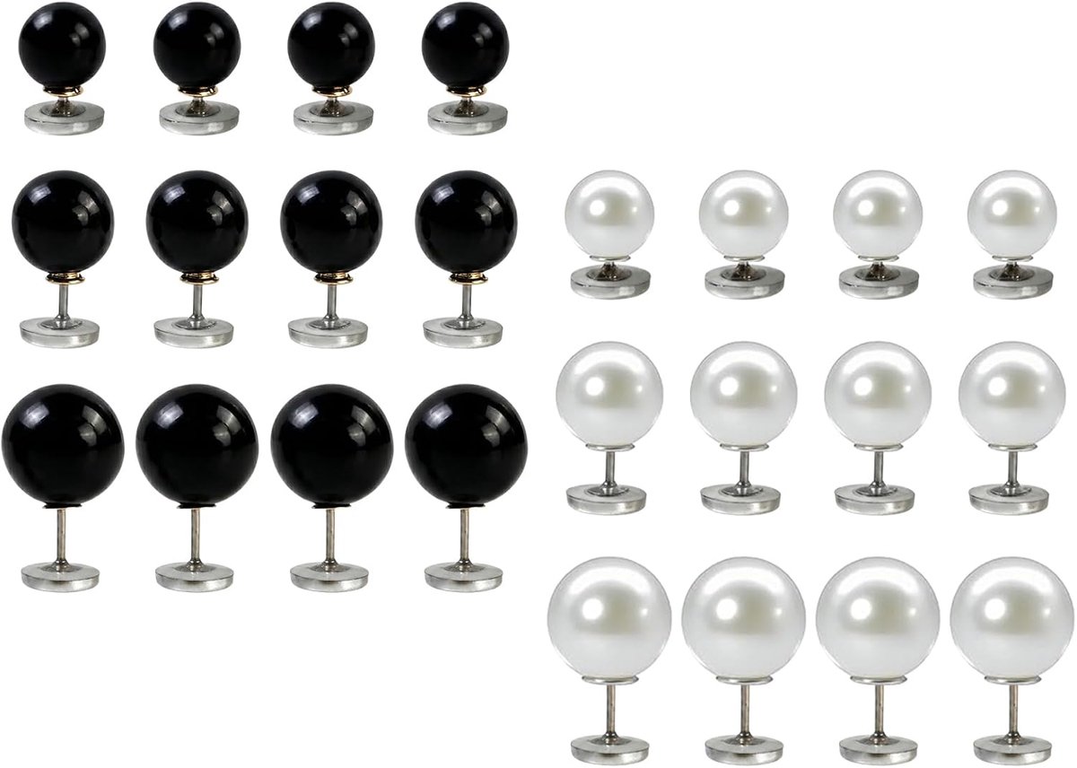 Knopen zonder naaien, parelklinknagels, broche, parelknopen, broche, halsuitsnijding, button-badge voor overhemd, jas, jurk, knutselen, wit en zwart, 10/12/14 mm