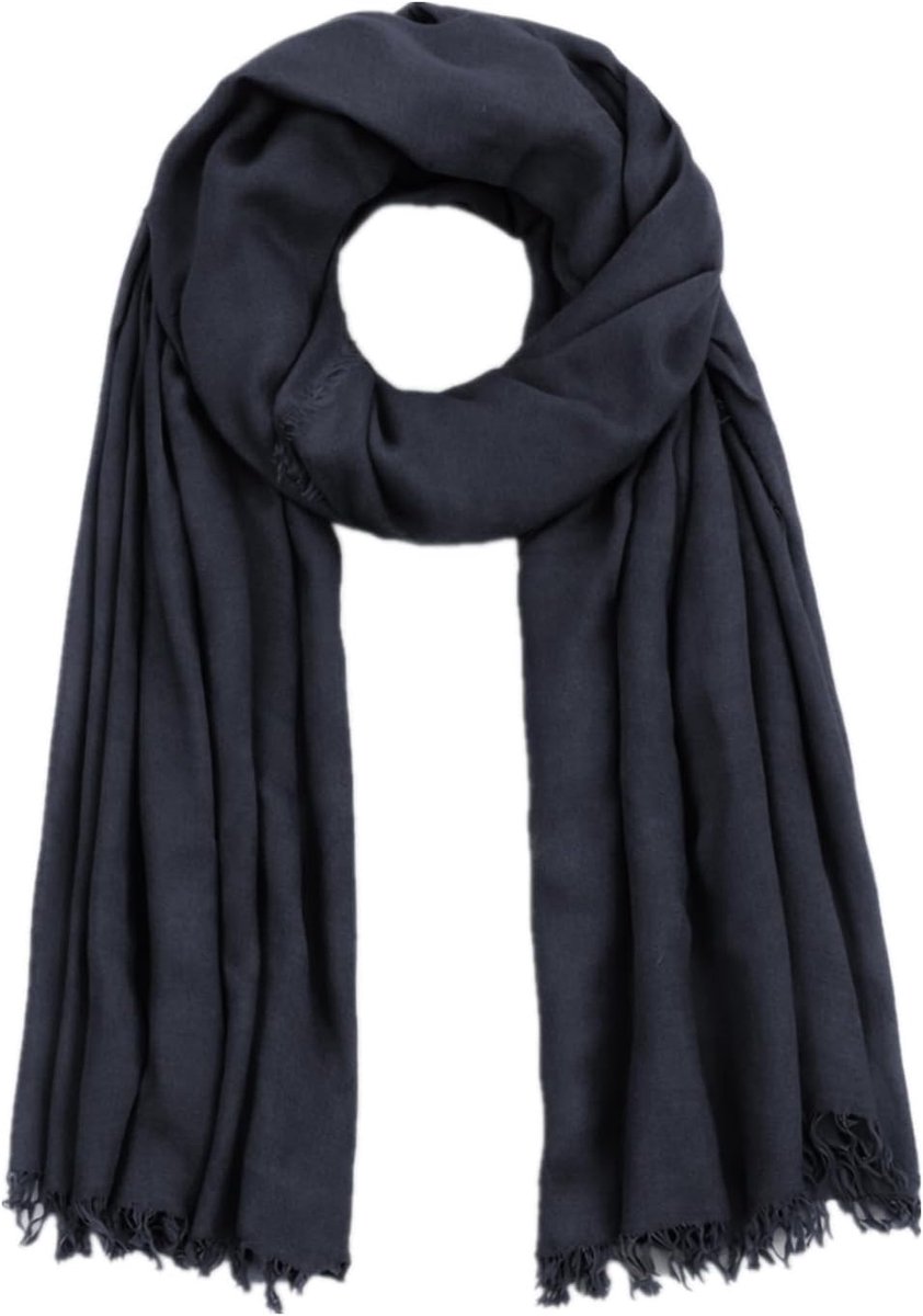 Damessjaal, 190 x 90 cm lange foulard, franjesrand, zomer en herfst, kust, veelzijdige zachte halsdoek, 100% bamboe