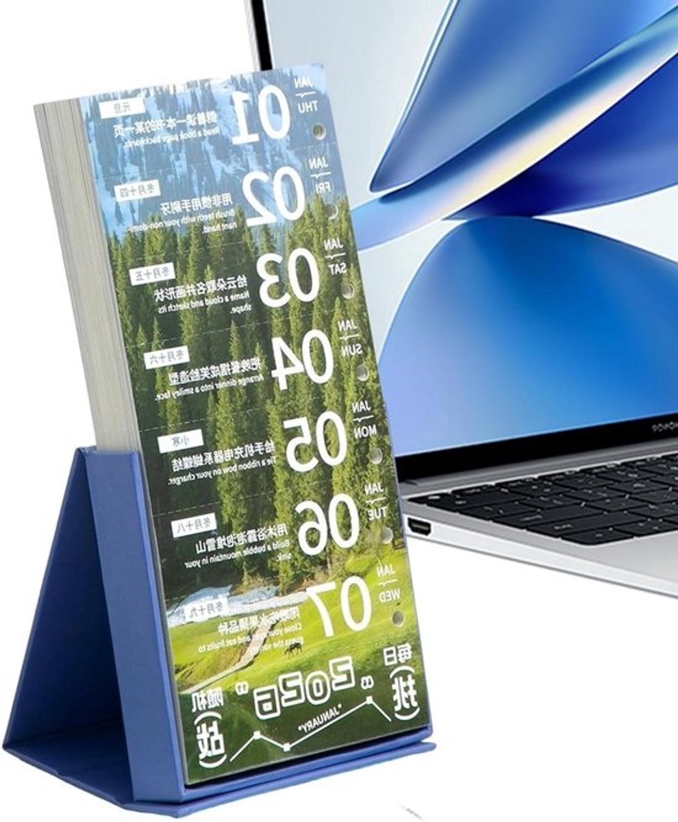 Kalender 2026 - Bladkalender Dagkalender - Dagelijkse Planning - Met Wekelijkse Uitdagingen - 25 x 12 x 4 cm - Wit