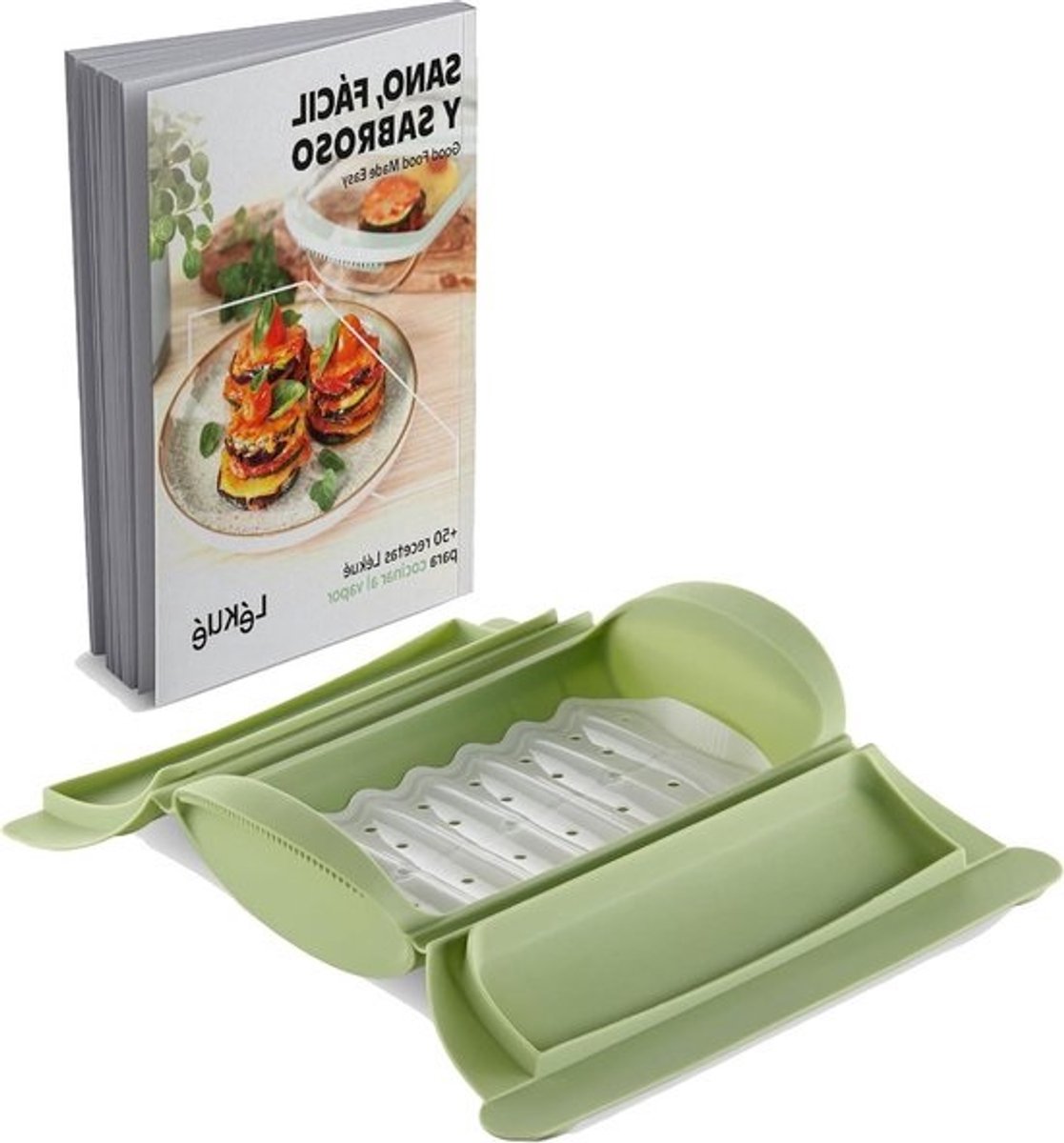Stoomcontainer - Stoomkoker Magnetron - Gezond Koken - Met Dienblad - 650 ml - Groen