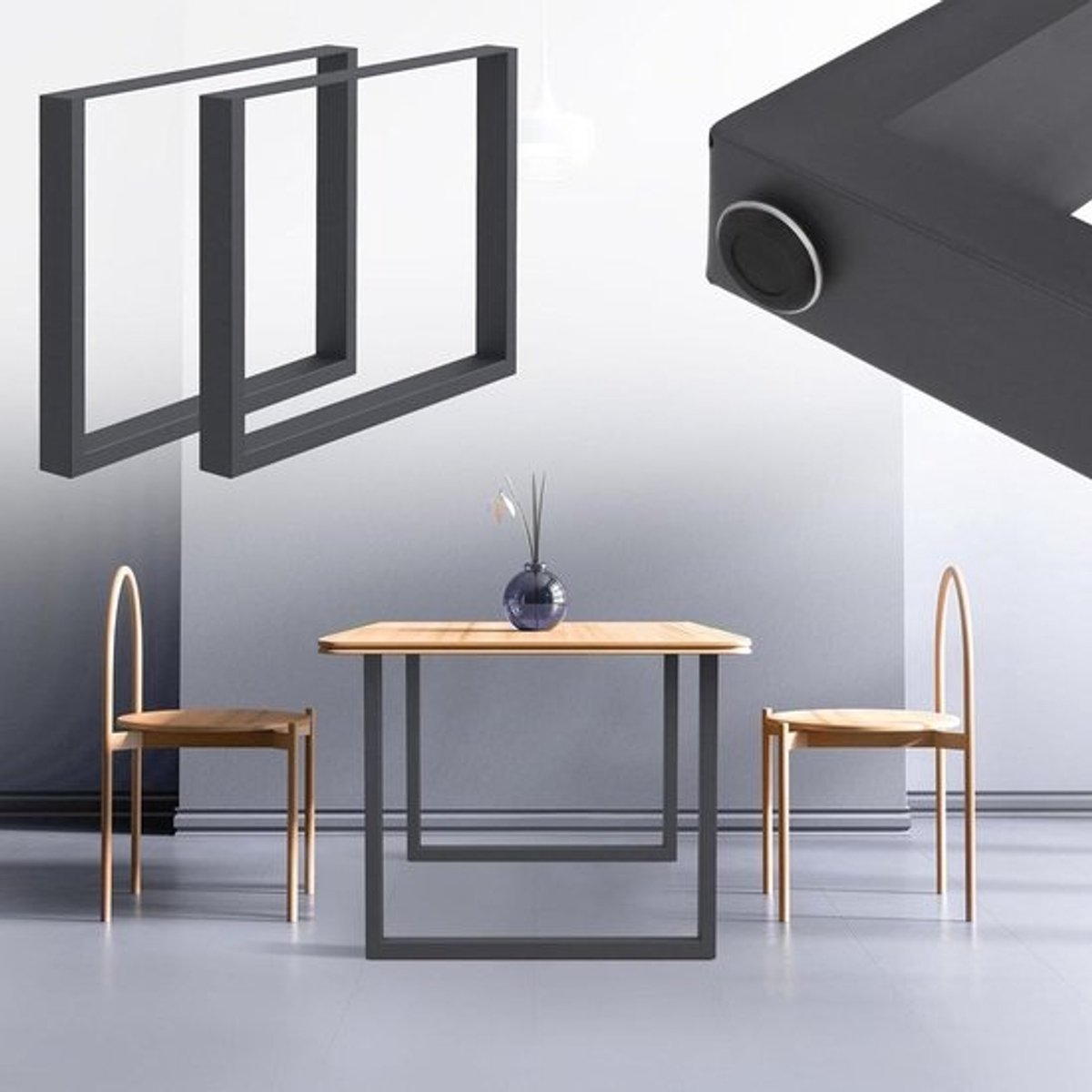 Tafelpoten set - Onderstel bureau - Meubels maken - Industrieel design - 80 x 72 cm - Antraciet