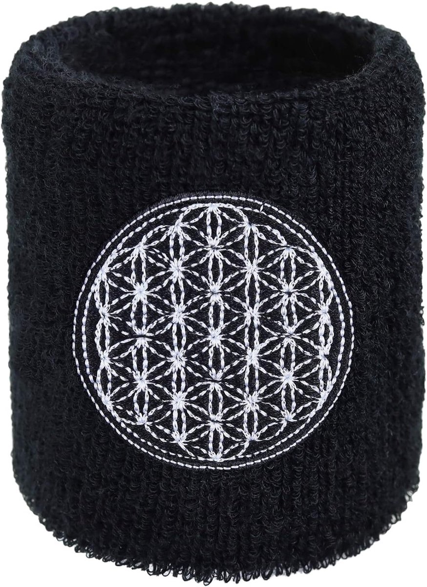 Thai Zweetband met bloemenmotief, geborduurde en absorberende badstof polsband, zwart, jogging, polsband, geschenk, outdoor-training, zweetarmband, Muay Thai