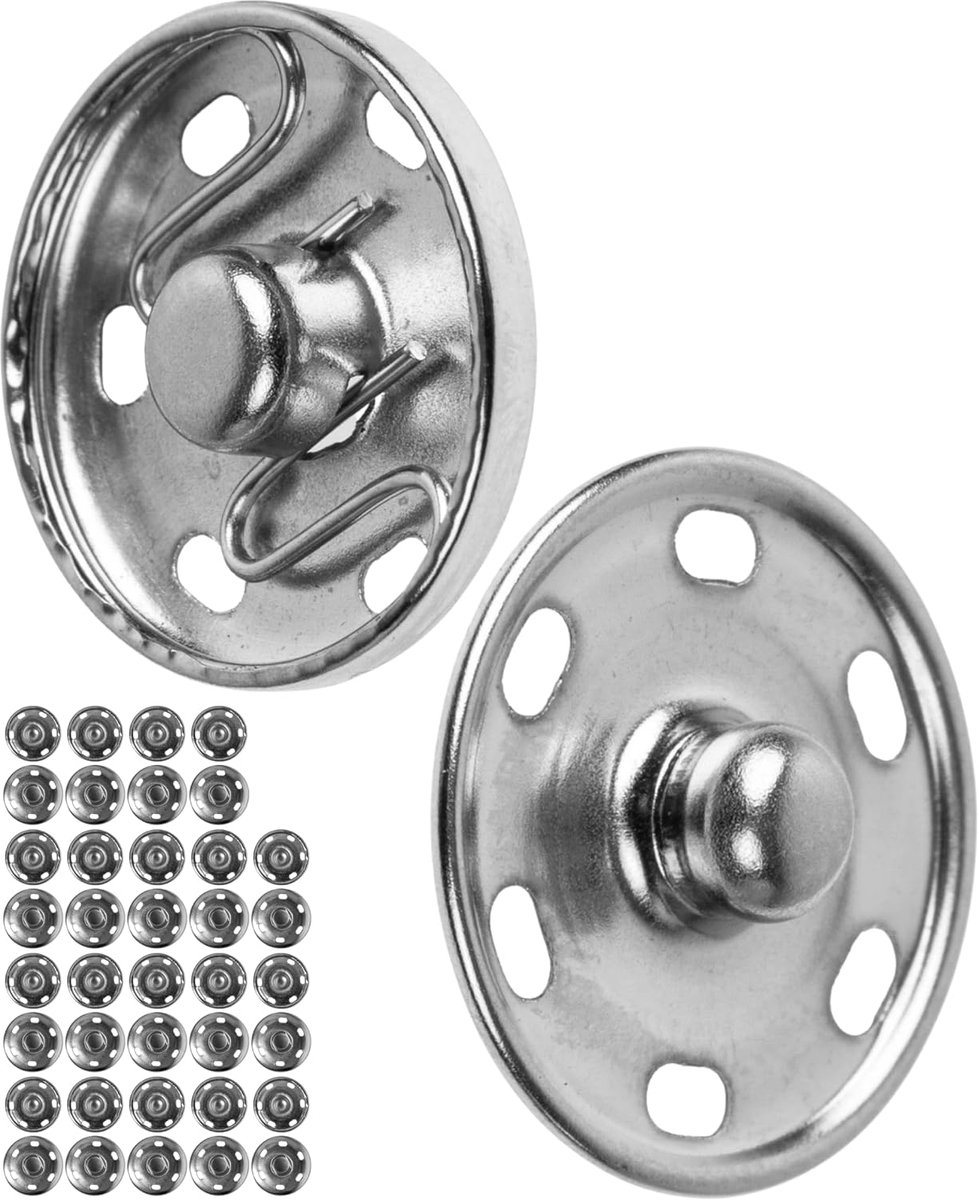 Knopen, Ø 6 mm, 20 paar zilver, Patches voor kleding en stoffen, Roestvrije metalen drukknopen, Doe-het-zelf naaiaccessoires, Knopen voor kledingreparaties, Press Button, Sewing, Reparation