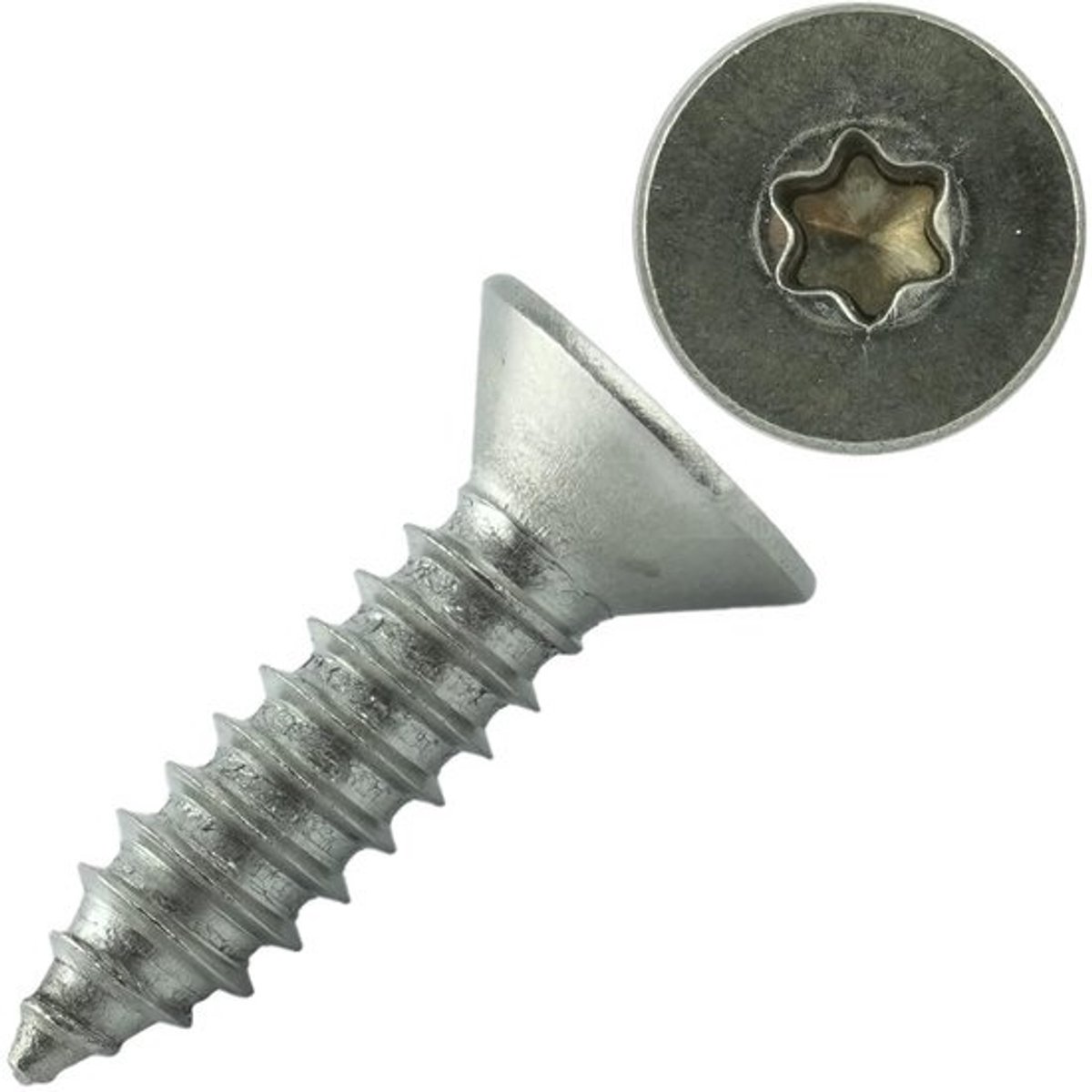 200x RVS A2 Houtbouwschroeven 6x20mm Volledige Schroefdraad Torx Verzonken Kop