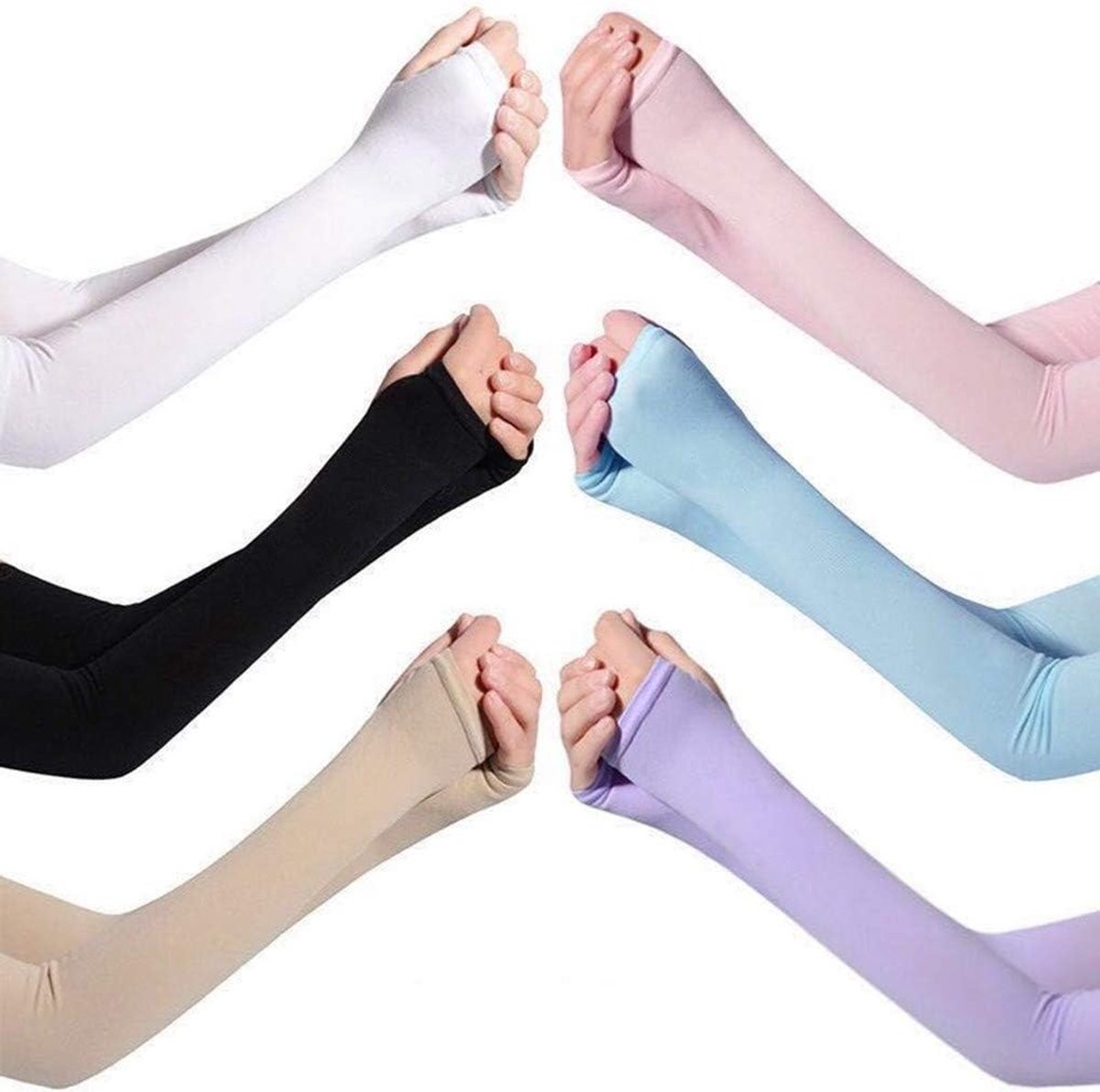 Zonnebescherming Arm Sleeves UV Bescherming voor Fietsen, Vissen en Wandelen - 6 Paar in Diverse Kleuren
