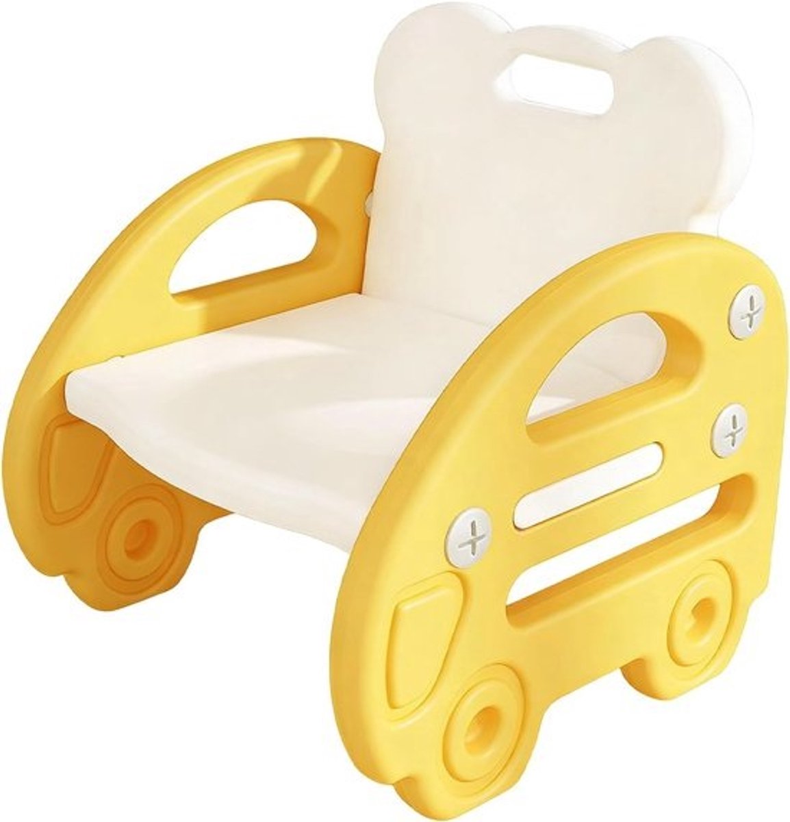 Kinderstoel Autovorm - Peuterstoel Zitje - Actief Zitten - Speels Voertuigontwerp - 33 x 15 x 33 cm - Geel