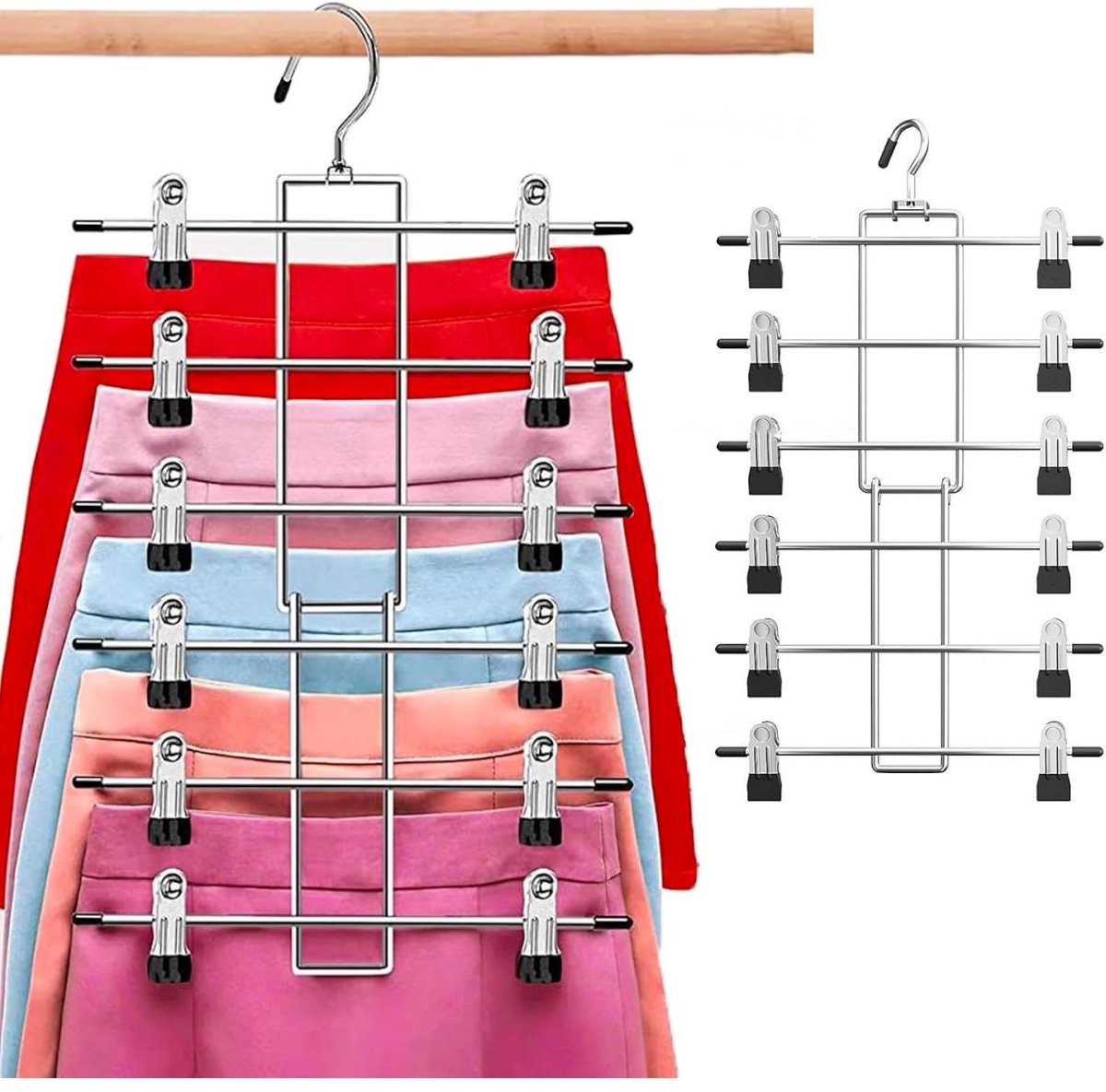SSTRWGOOD 2 Stuks Broekenhanger - Metalen Kleiderhouder - Platzsparend en Vouwbaar - Geschikt voor Broeken, Rokken en Sjaals - Roestvrijstalen Constructie - Afmetingen 20.5x12.5 inch