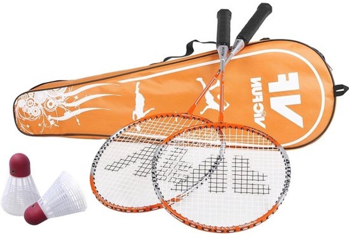 Badminton Hobbyset - Sport Set - Recreatief Spelen - Complete Uitrusting - One Size - Oranje Wit Zwart