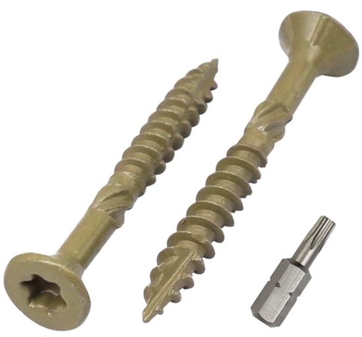 100x Terrasschroeven Groen 4.5x40mm RVS met Torx Kop - Houtschroeven Type 17 Voor Buiten