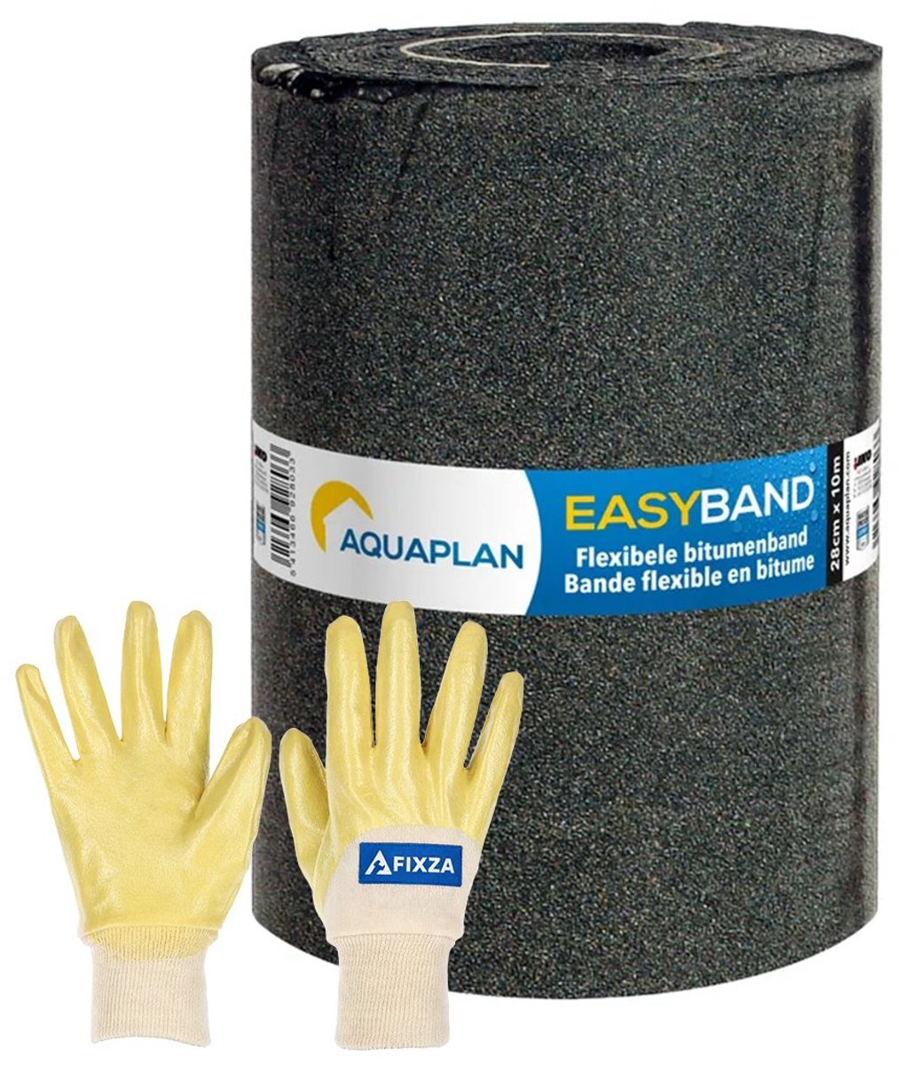 AQUAPLAN Easy-Band Flexibele Bitumenband – set – Waterdichte Reparatieband voor Dak, Dakrand, Schoorsteen en Muur – 10 m x 28 cm