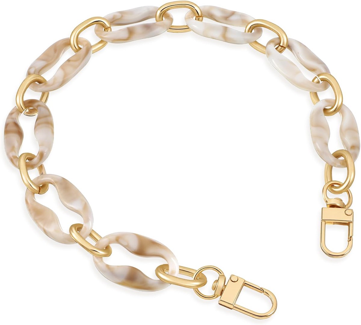 40 cm tasketting, goudkleurige metalen ketting, schouderriem, portemonnee, kettingriem met gouden karabijnhaak, acrylhars, zakriemen, vervangende mobiele telefoonketting, portemonneeketting, tasriem