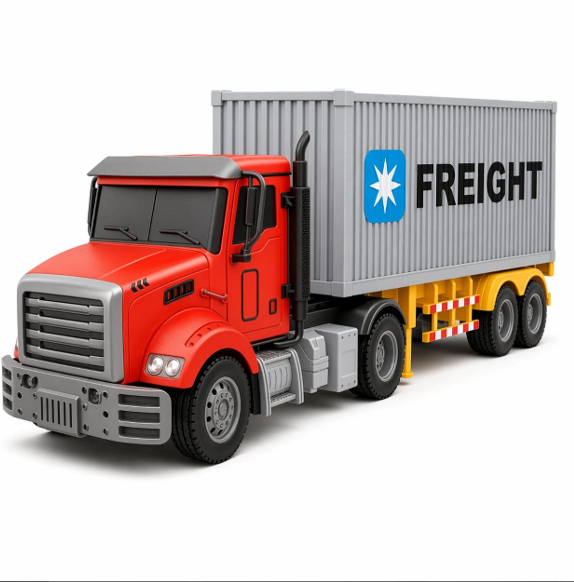 RC Vrachtwagen met Container – Afstandsbediening, LED-verlichting, 1:14, Rood/Grijs