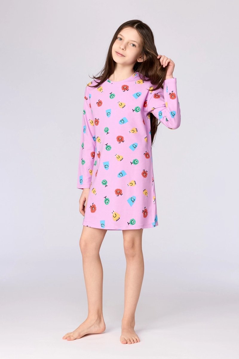 Woody slaapkleed meisjes - roze - all-overprint aliens - 262-10-DZF-Z/918 - maat 140