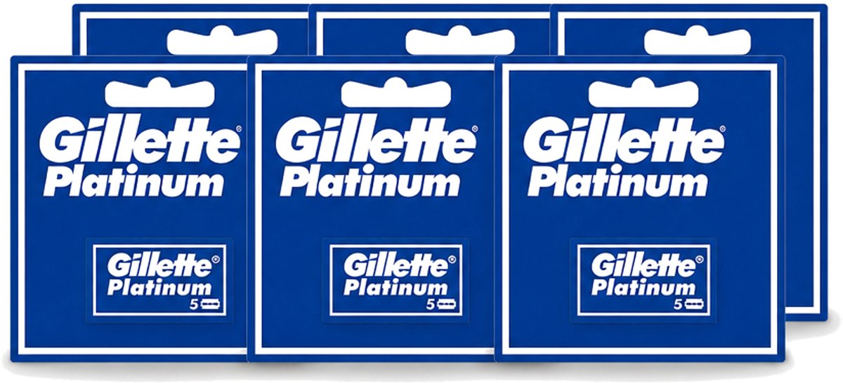 6 x Gillette - Platinum - Extra scherpte - 5 Navulscheermesjes - Voordeelverpakking - 6 stuks