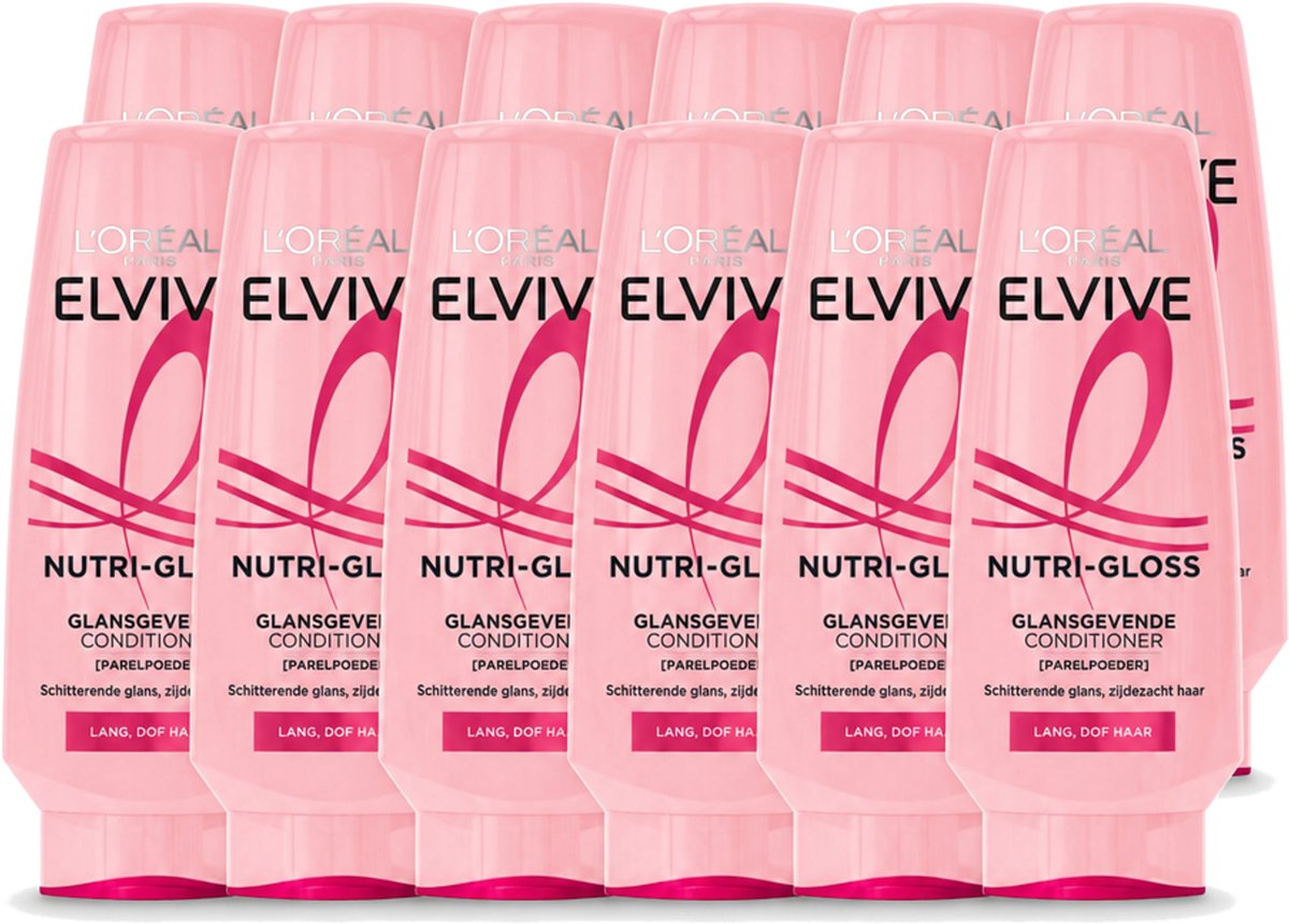 12 x L’Oréal Paris Elvive – Conditioner – Nutri Gloss – 200 ml - Voordeelverpakking - 12 stuks