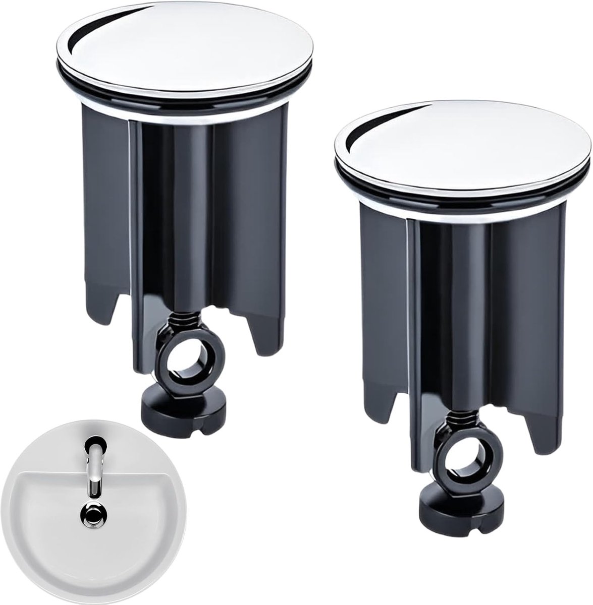 Wasbakstopper set 40 mm - RVS en ABS - Universele afvoerstopper - Geschikt voor badkamer - ShopVlot