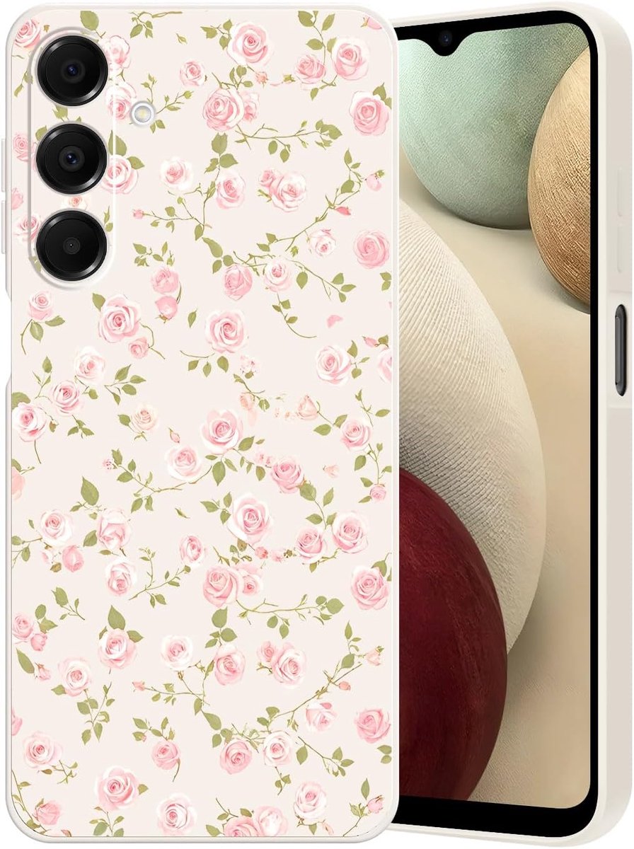 hoesje voor Samsung Galaxy A16 4G / 5G, Schattig flexibele zachte siliconen hoes schokbestendige krasbestendige beschermhoes met bloemenpatroon voor Galaxy A16 - Kleine roze roos